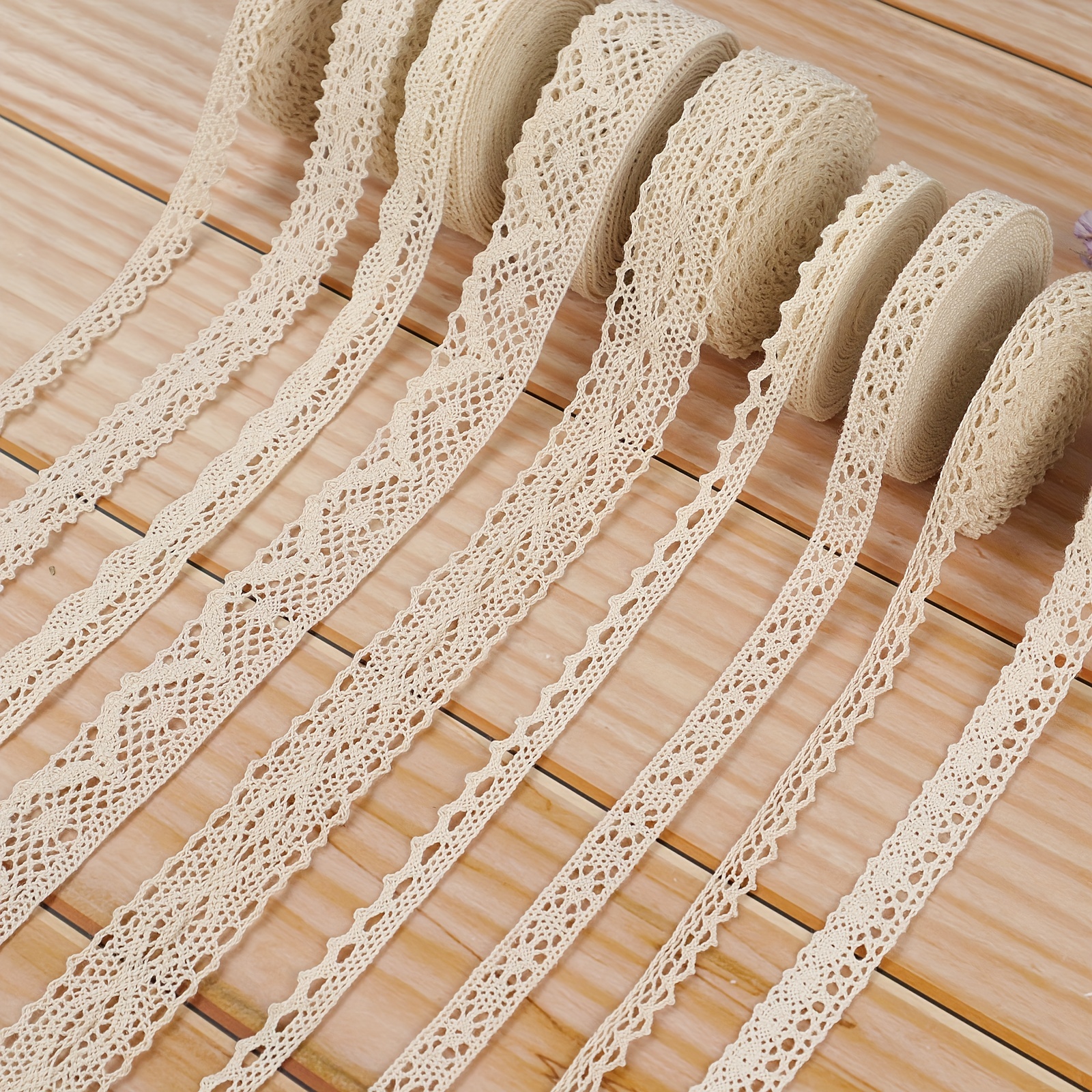 2M Ribbon Lace Ribbon Cotton Lace Trim Vintage White Beige Crochet Lace  Scalloped Edge for Gift Wrapping DIY Sewing Craft Supply