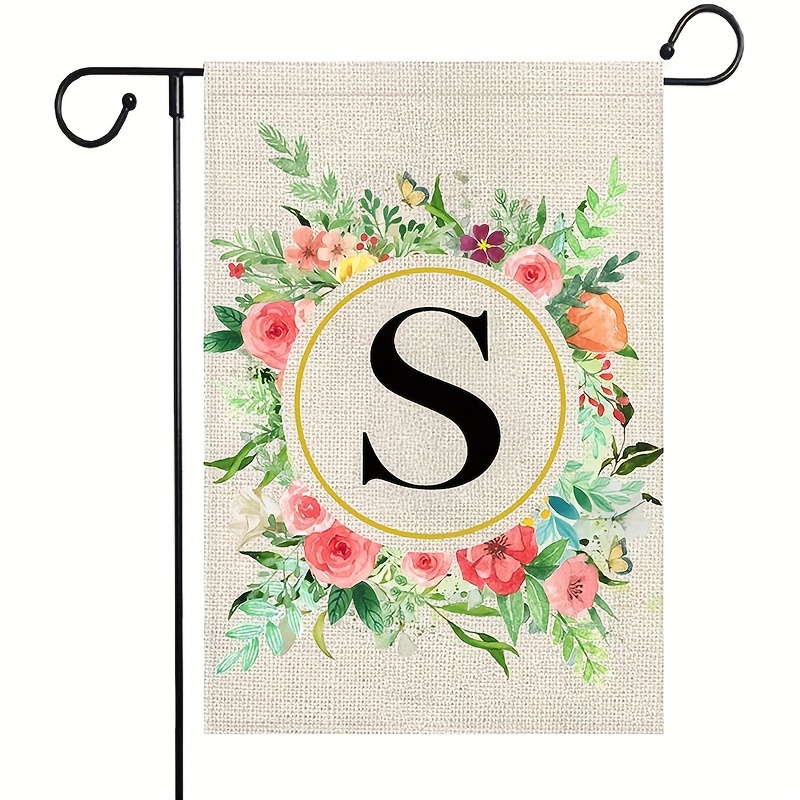 Monogram Initial & Last Name Circle Flower