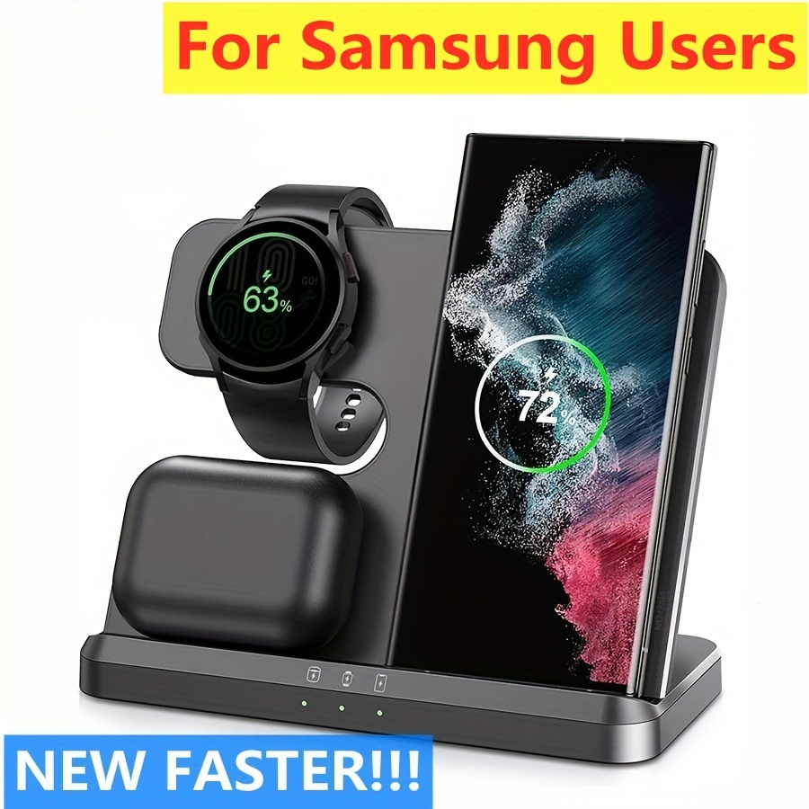 Wireless Charger for Samsung,3 in Charging Station Stand Qi Fast Wireless Charger for S21 S20 S10 Note 20 10 8,Galaxy Watch Active Gear S3,Bud