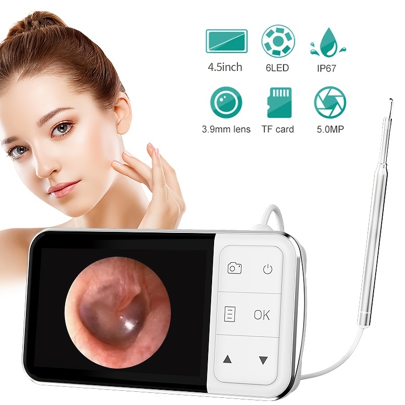 3.9MM Video Otoscope Camera 1080p Ear Inspect Earwax Camera Digital Medical  Endoscope Cleaning Tool 4.3 Inch Screen HD Display