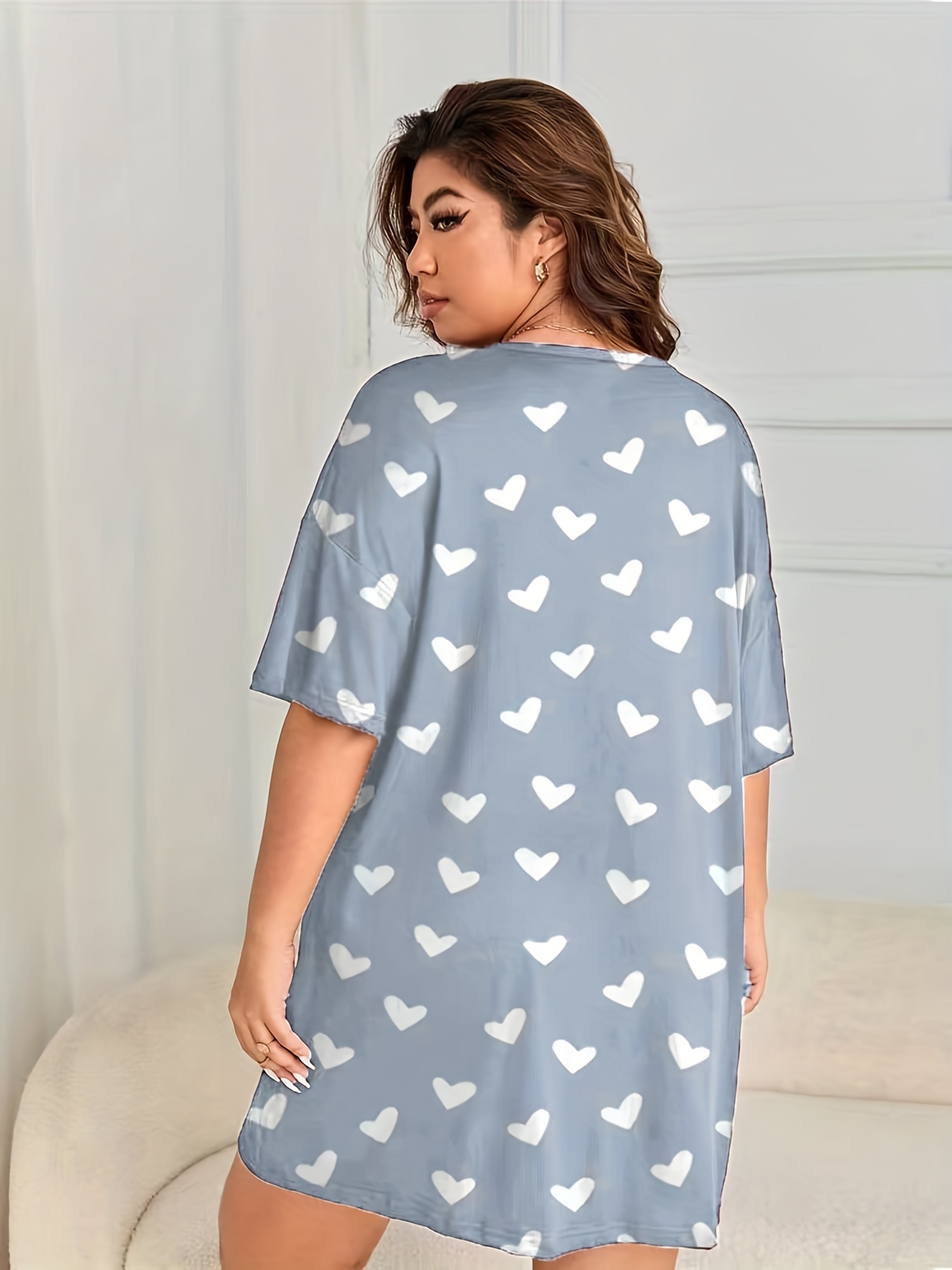 Heart Print Short Sleeve Tee Dress
