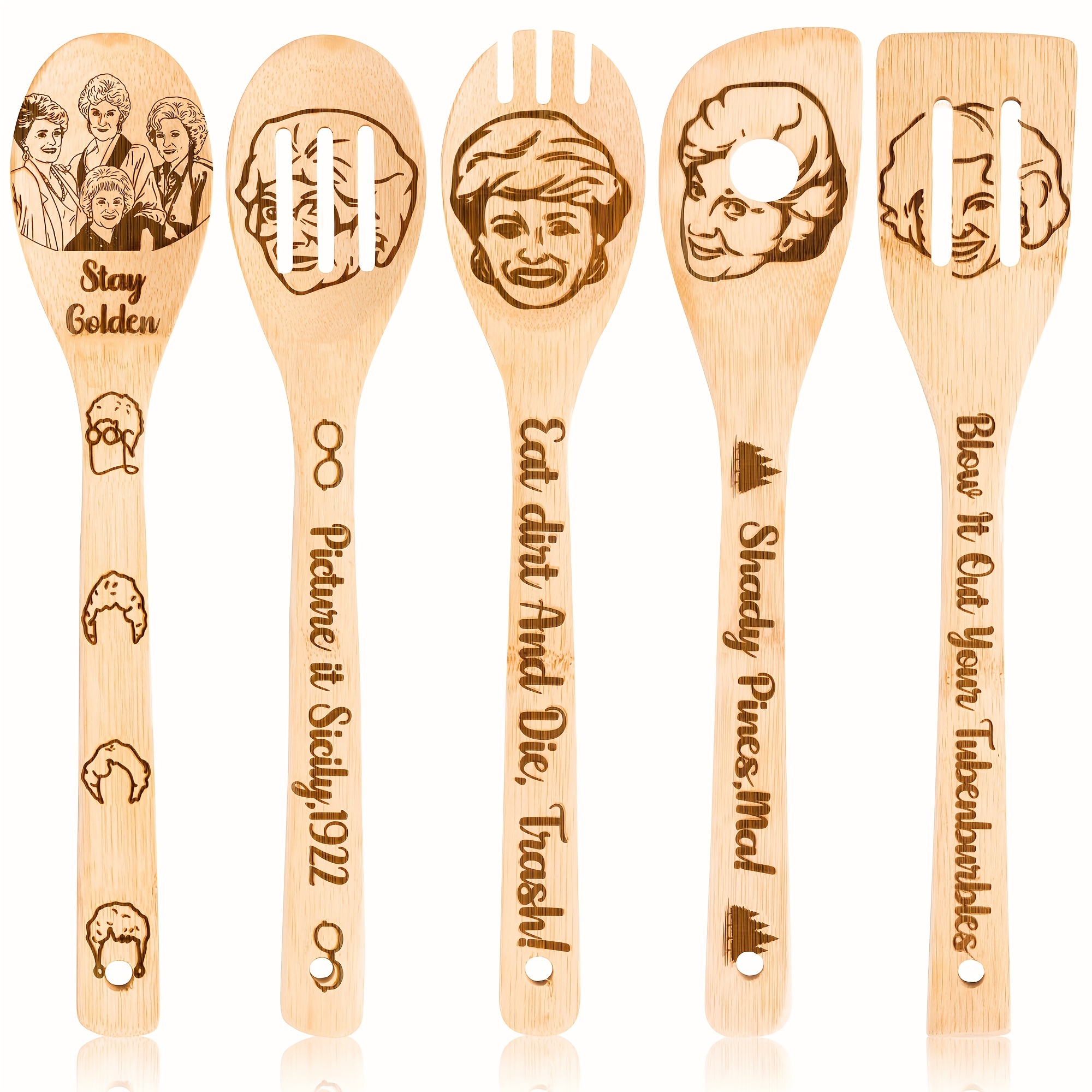Cooking Spoons Set Golden Girls Wooden Spoons Utensils Set - Temu
