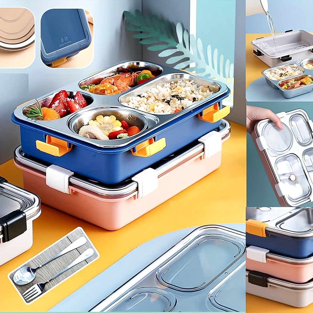 1/4/5pcs 304 Stainless Steel Vacuum Thermal Lunch Box Food Warmer Soup Cup  Insulated Thermos Containers Microwave Oven Lunch Box - AliExpress