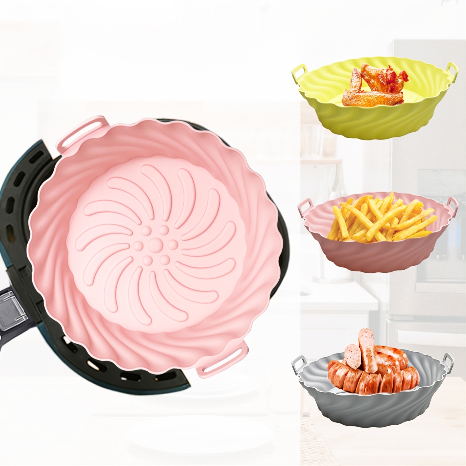 Air Fryer Silicone Pot, Reusable Air Fryer Liners, Silicone Air Fryer Basket,  Food Safe Air Fryer Accessories - Temu