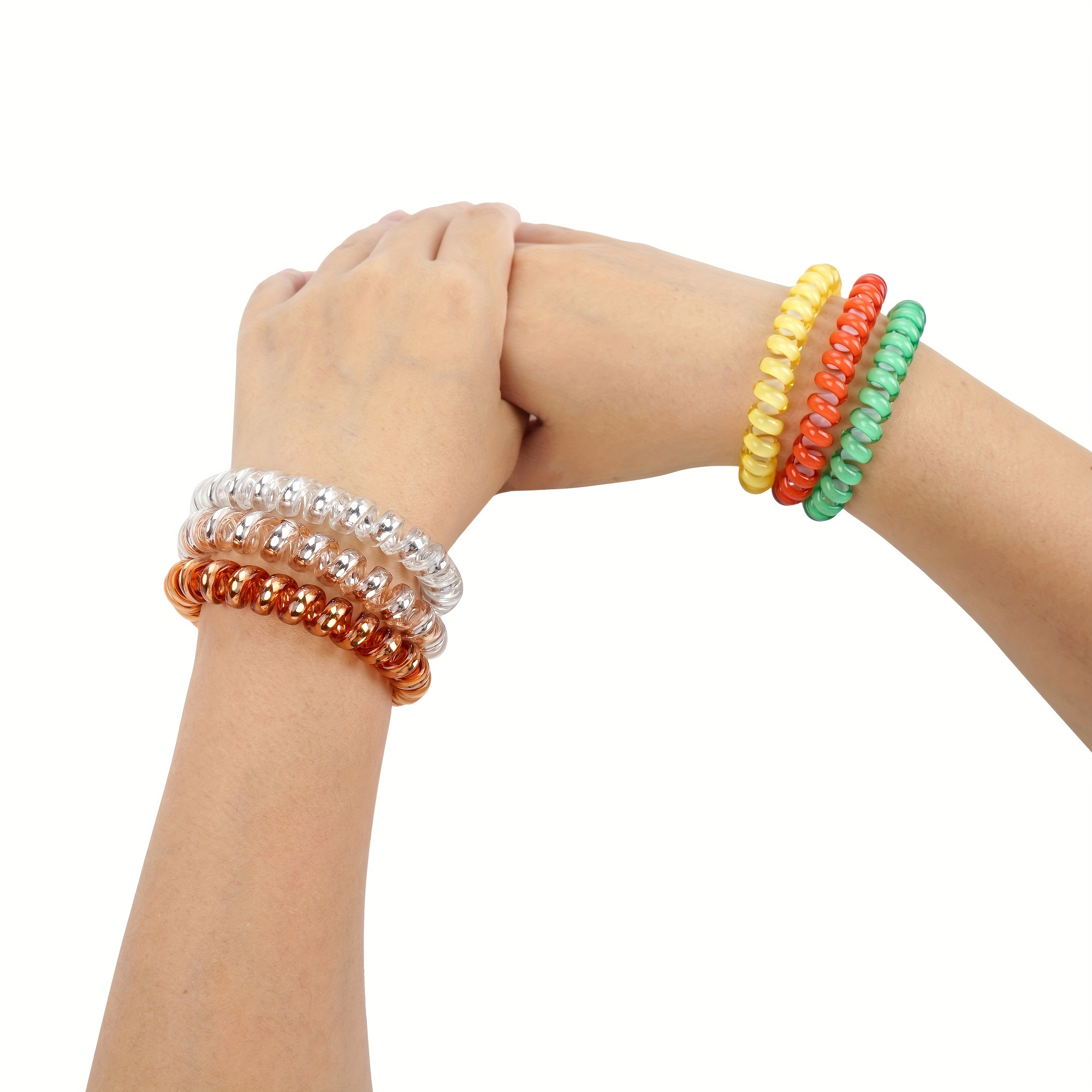 20pcs Solid Coil Wire Hair Tie Candy Telephone Wire Headband