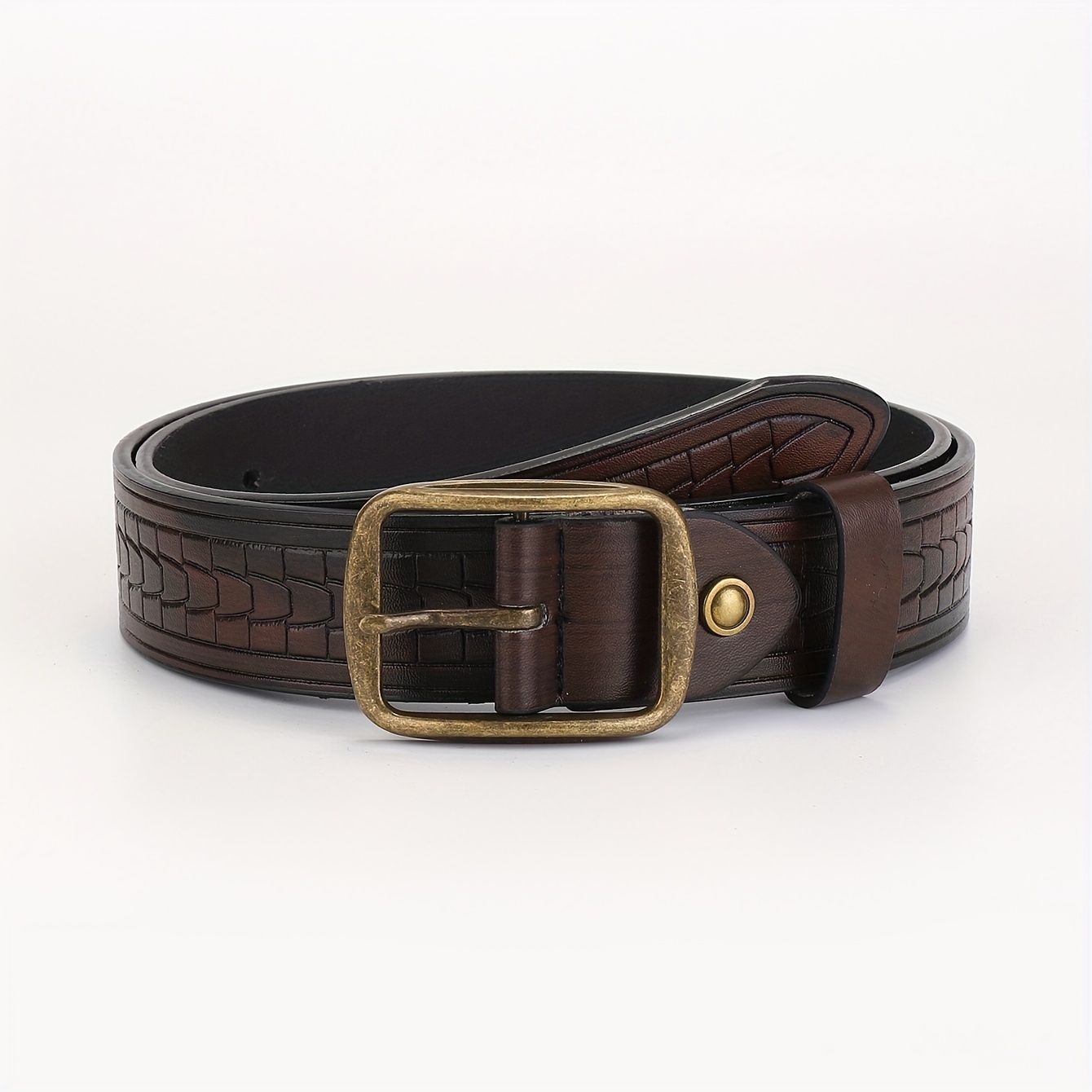 Western Cowboy Retro Horse Buckle Belt, Fashion Casual Business Men's  Embossed Pu Leather Belt - Temu