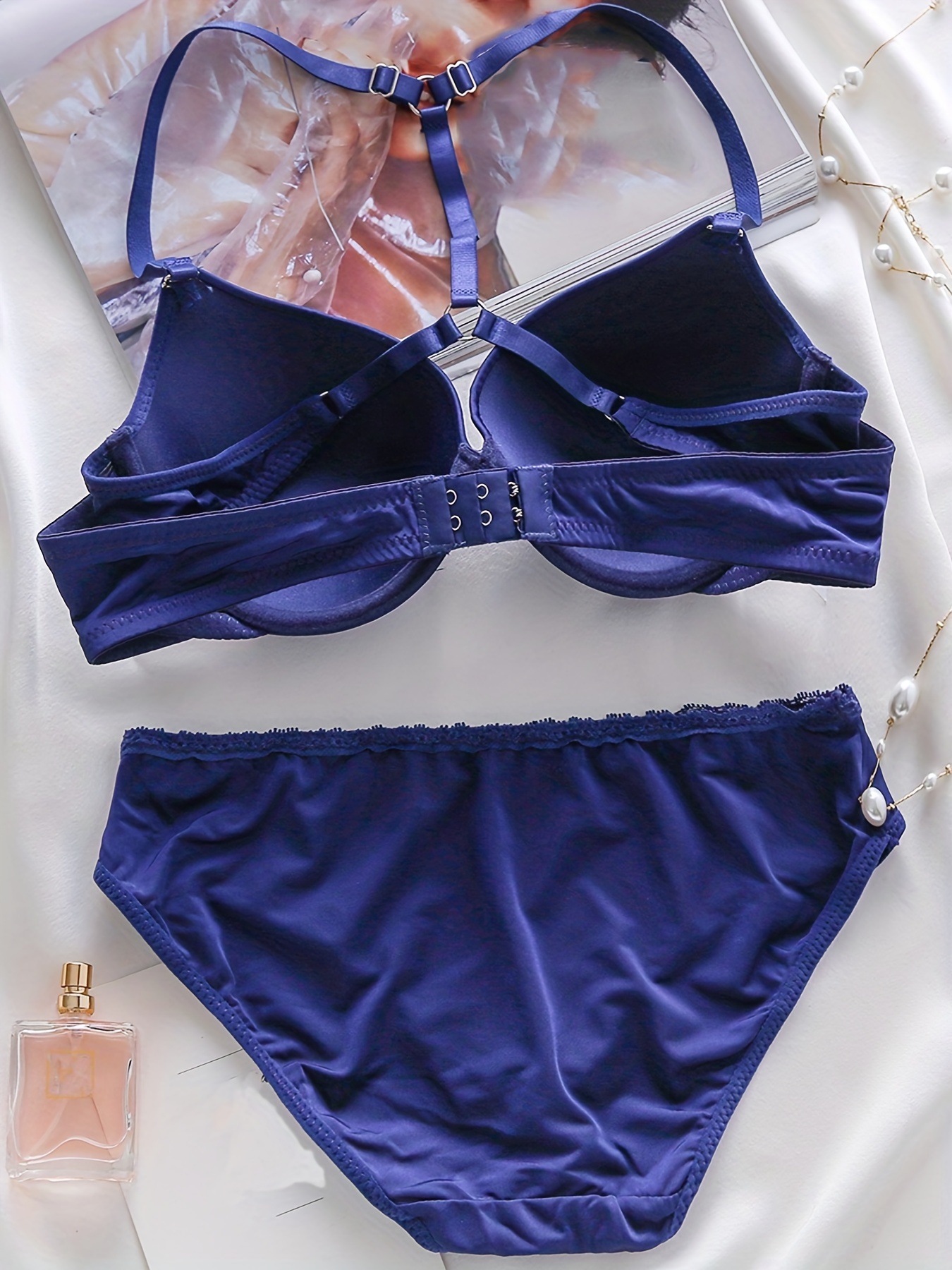 Navy Lace Trim T-Shirt Bra, Lingerie