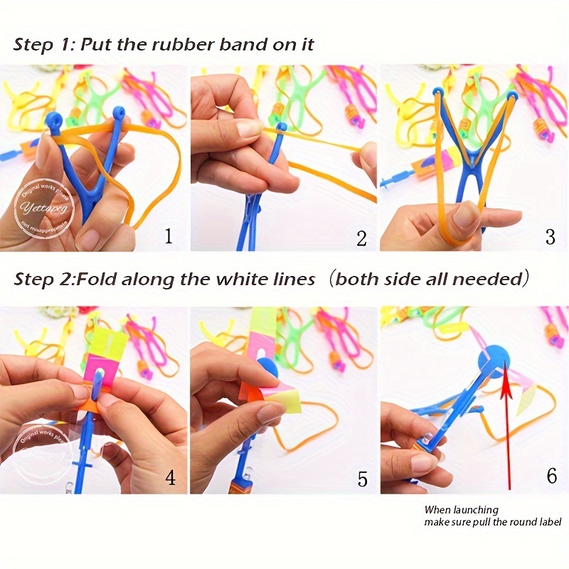 4pcs Amazing Light Toy Arrow Rocket Helicopter Flying Toy LED Light Toys Party Fun Gift Rubber Band Catapult details 4