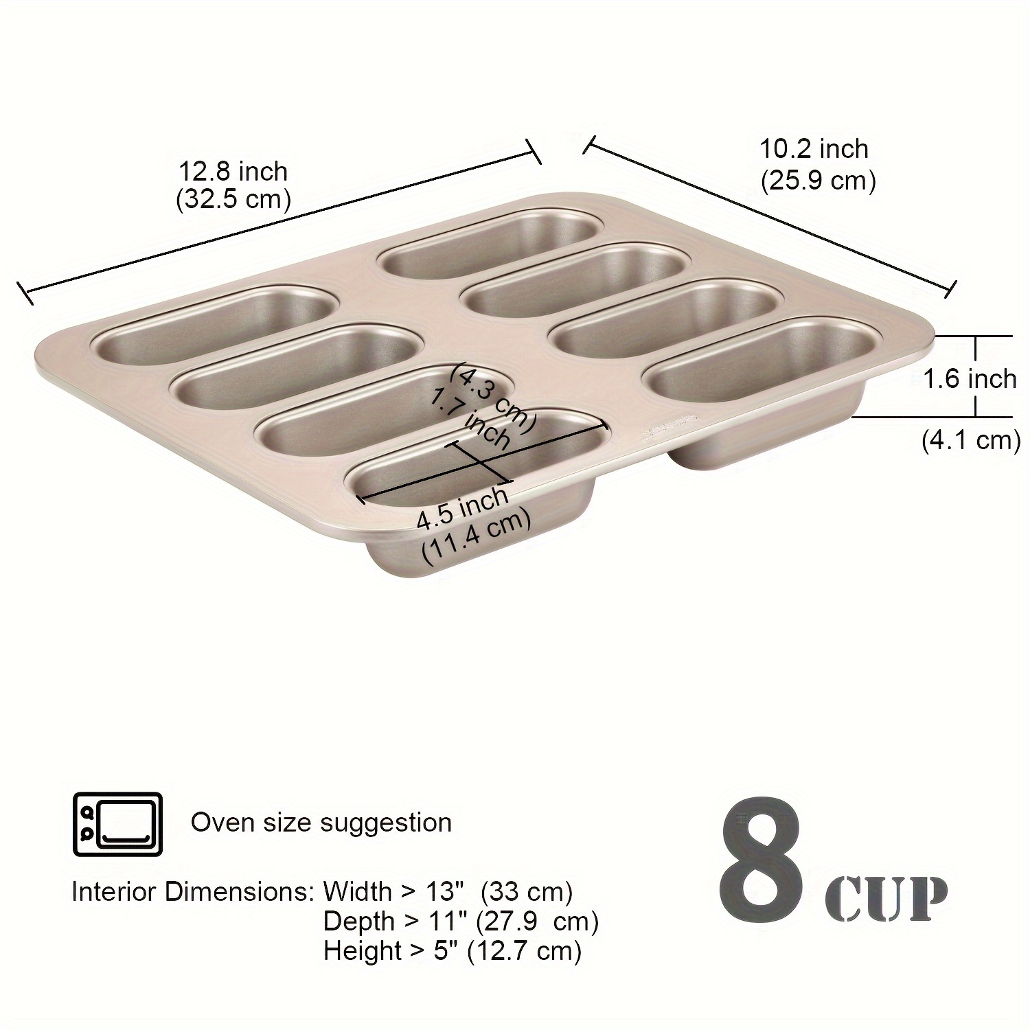 CHEFMADE Financier Cake Pan 8 Cavity Non