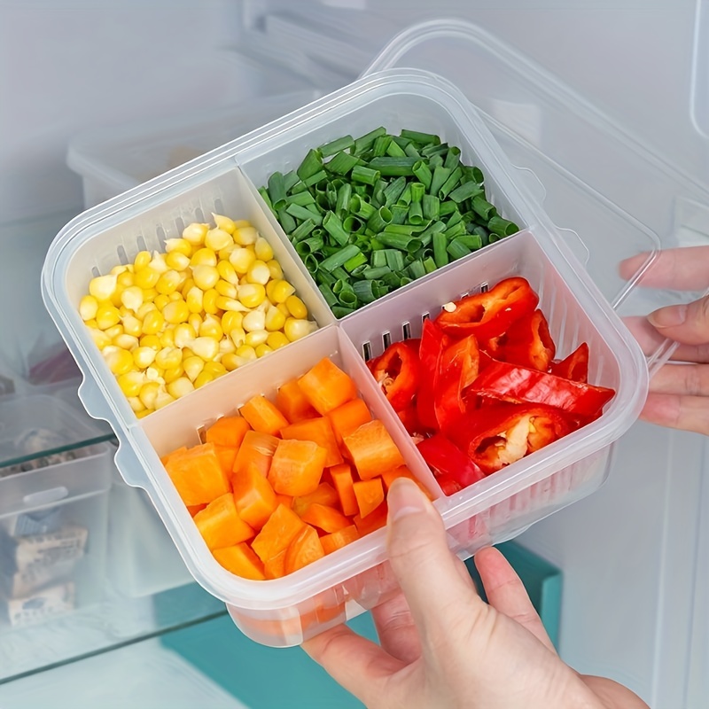 Clear Plastic Multi-grid Food Storage Box For Organized Kitchen Storage And  Easy Food Drainage - Temu