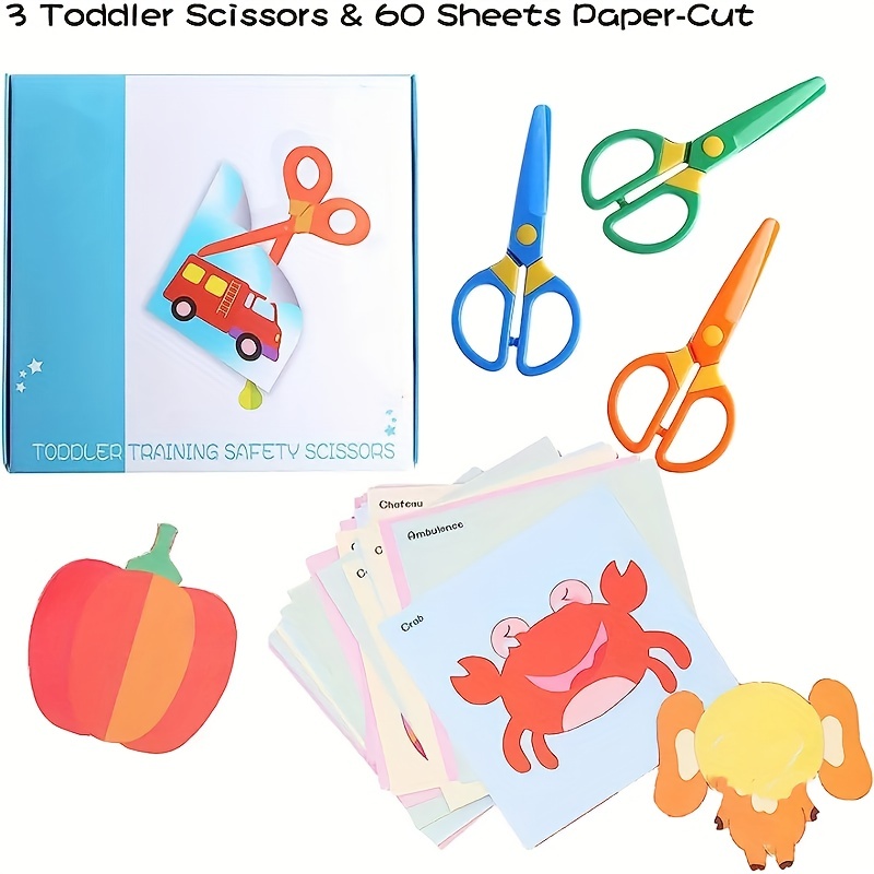3 Pack Child-safe Scissor Set, Toddlers Training Scissors, Pre