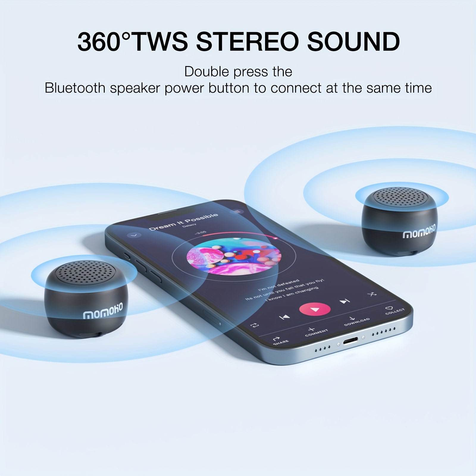 MOMOHO The Smallest Mini Bluetooth Speaker Wireless Tiny Bluetooth Speaker  Small Bluetooth Speakers with Built in Mic,TWS Portable Speaker for