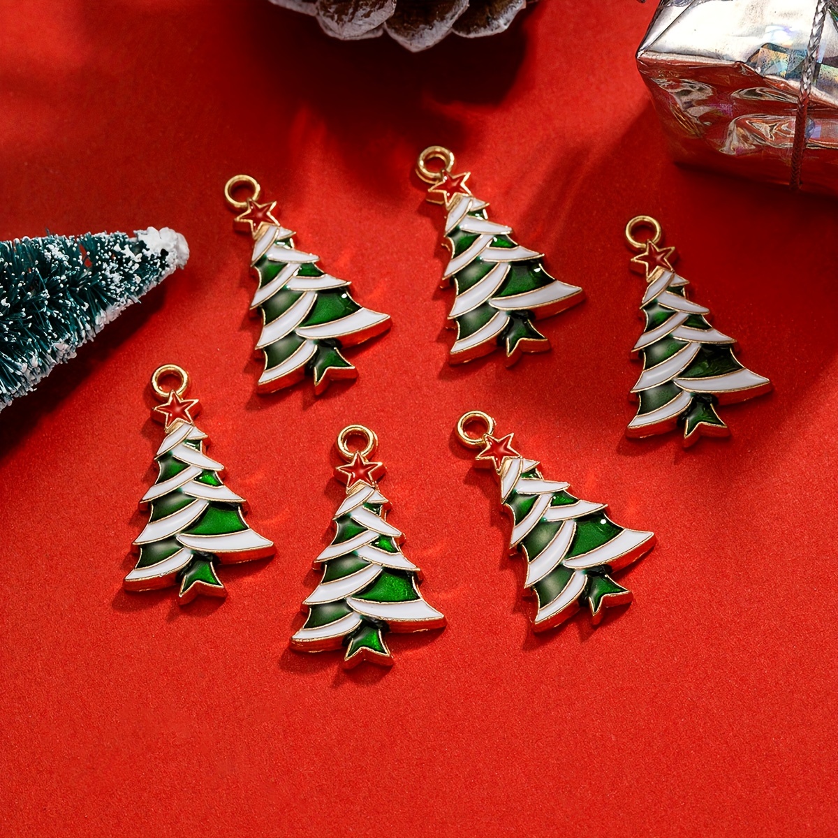 Diy Christmas Enamel Charms Christmas Tree Charms Earring - Temu