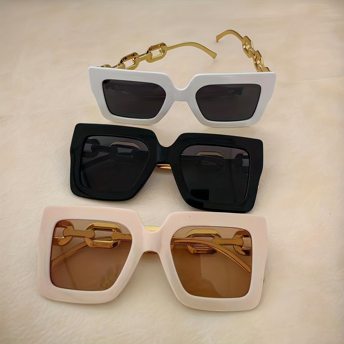 Large Square Fashion Sunglasses For Women Men Luxury Chain Charm Uv400 Sun  Shades For Summer Beach Party - Temu