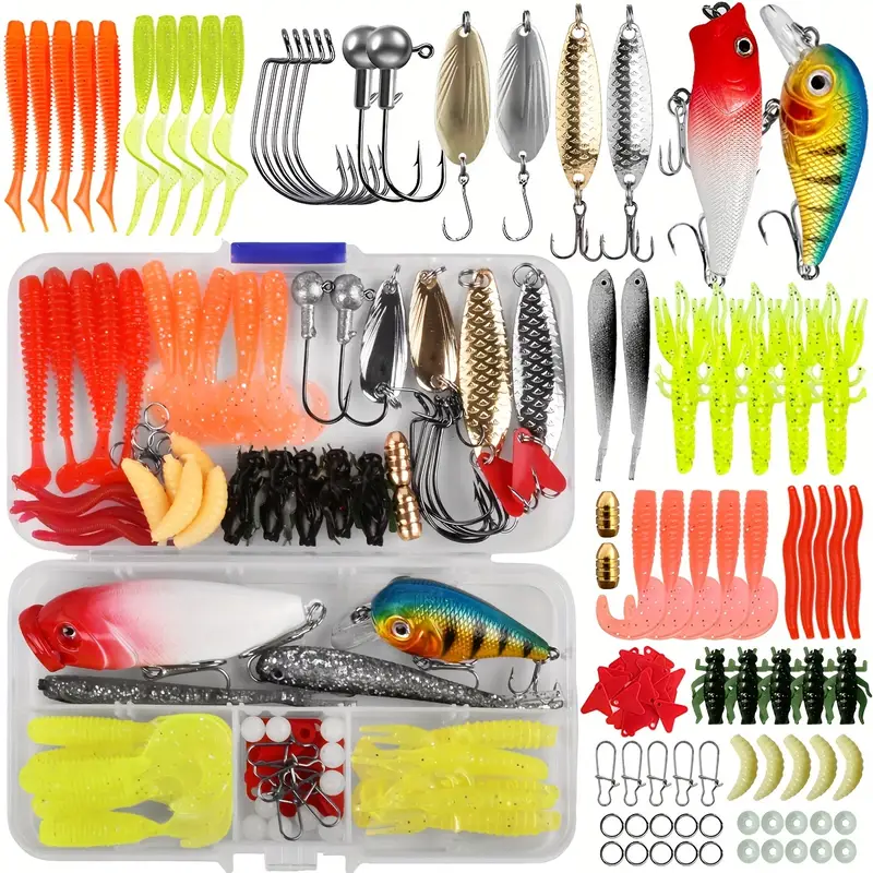 Complete Fishing Tackle Kit: Crankbaits Spinnerbaits Plastic - Temu Canada