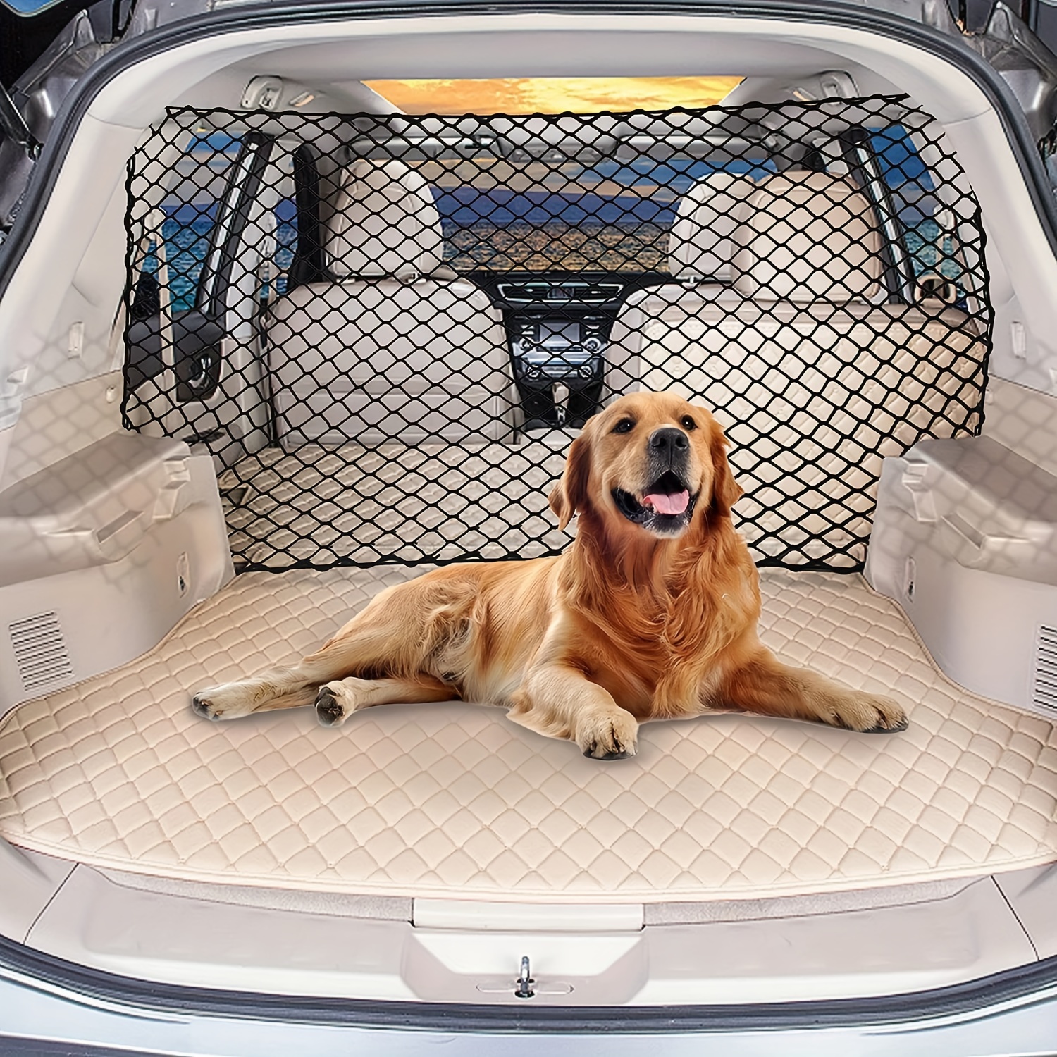 AMEIQ Car Organizer, Storage Bag Between Front Seats, Car Purse Holder,  Handbag Tissue Holder, Dog Pet Barrier, Pocket Container, Black Leather