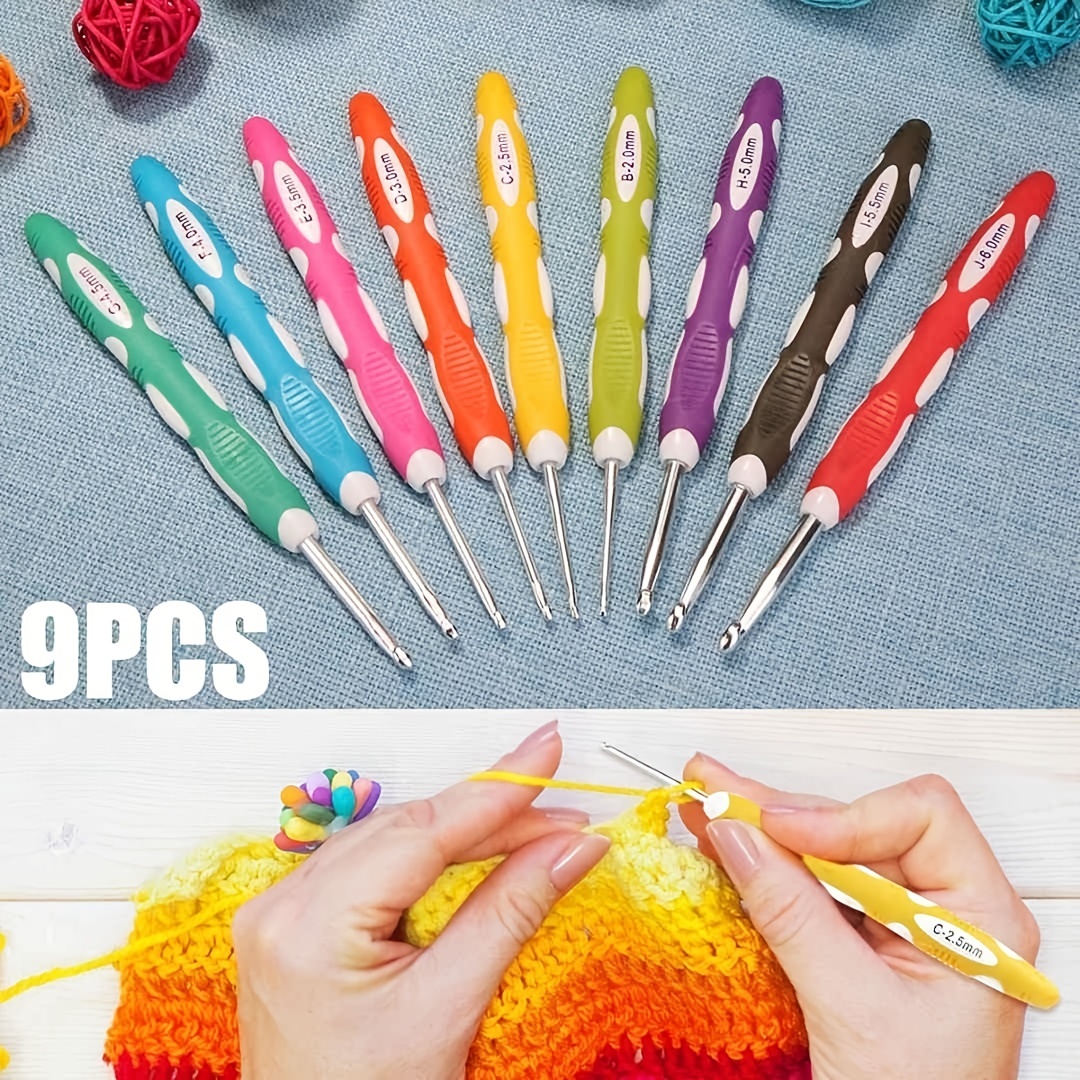 1pc 9pcs Sewing Knitting Supplies Ergonomic Crochet Hook Set