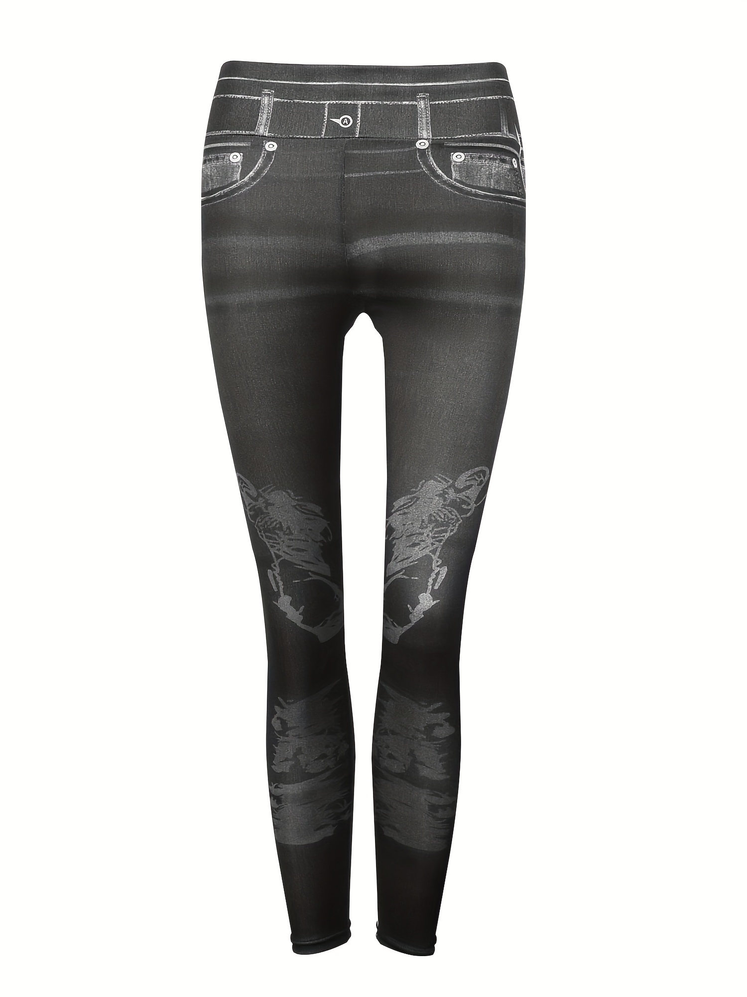 Random Print Leggings, High Waist Sports Casual Leggings, Women's Clothing