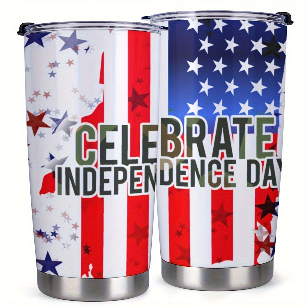 

1pc 20oz Tumbler Cup With Lid, Celebrate Independence Day, American Flag, Gifts For Family, Friends, For Home, Office, Travel, Valentine's Day Gift