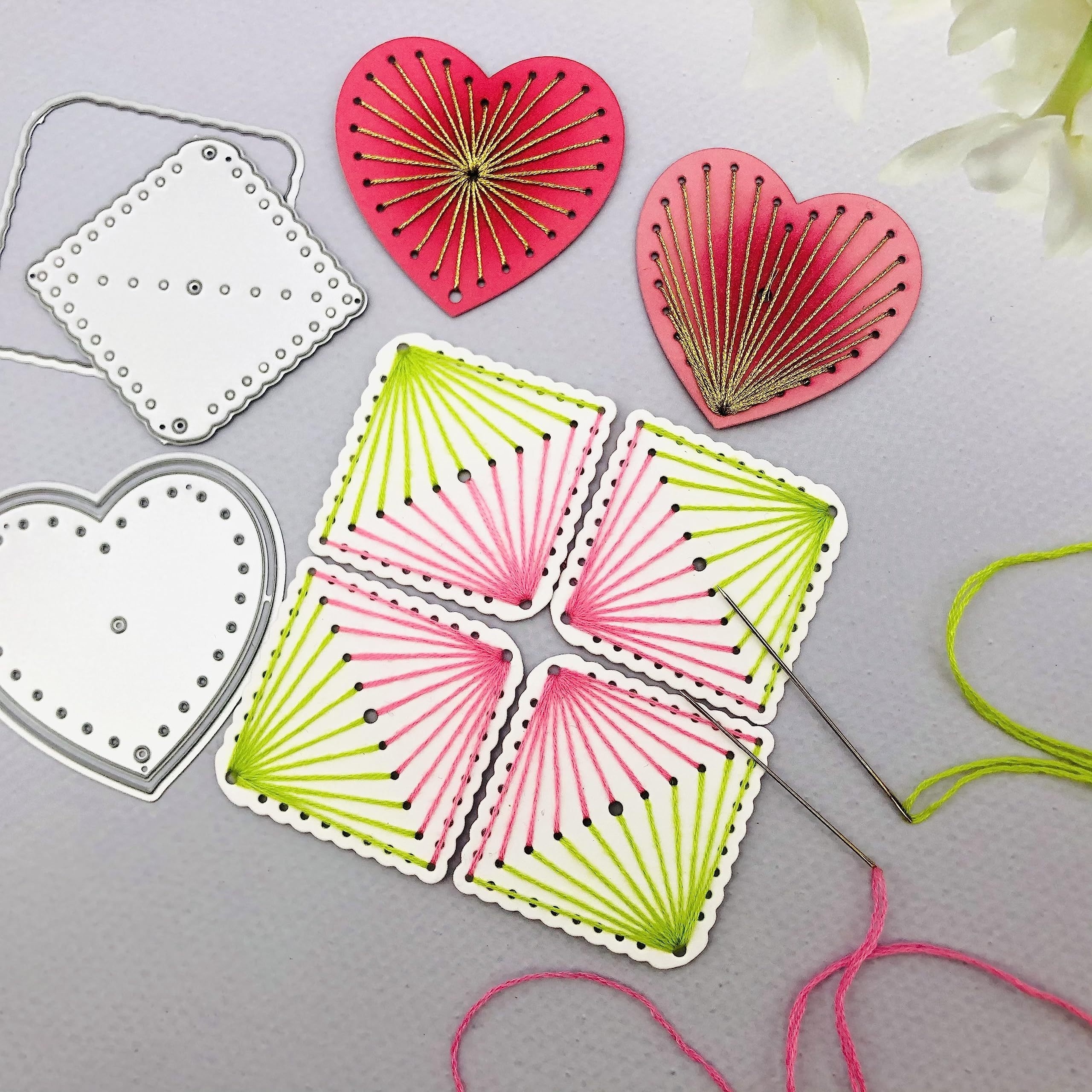 Die Cut Felt Shapes 18 Designs Card Making Crafts - Heart Flower