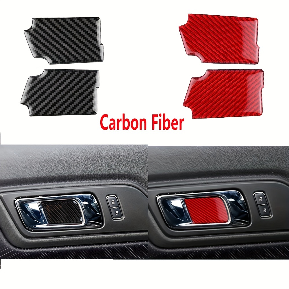 2pcs Real Carbon Fiber Car Door Insides Handle Panel Trim Covers