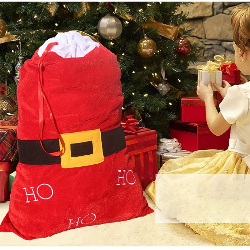 Large Christmas Bag Santa Claus Bag Canvas Bag Drawstring - Temu
