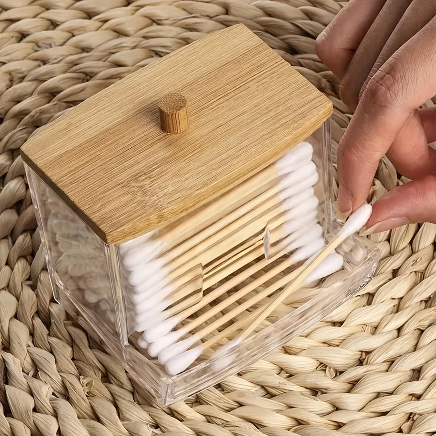 Jar Kleine Baumwollrunde Pads Apotheker mit Bambus Deckel Organizer  Container