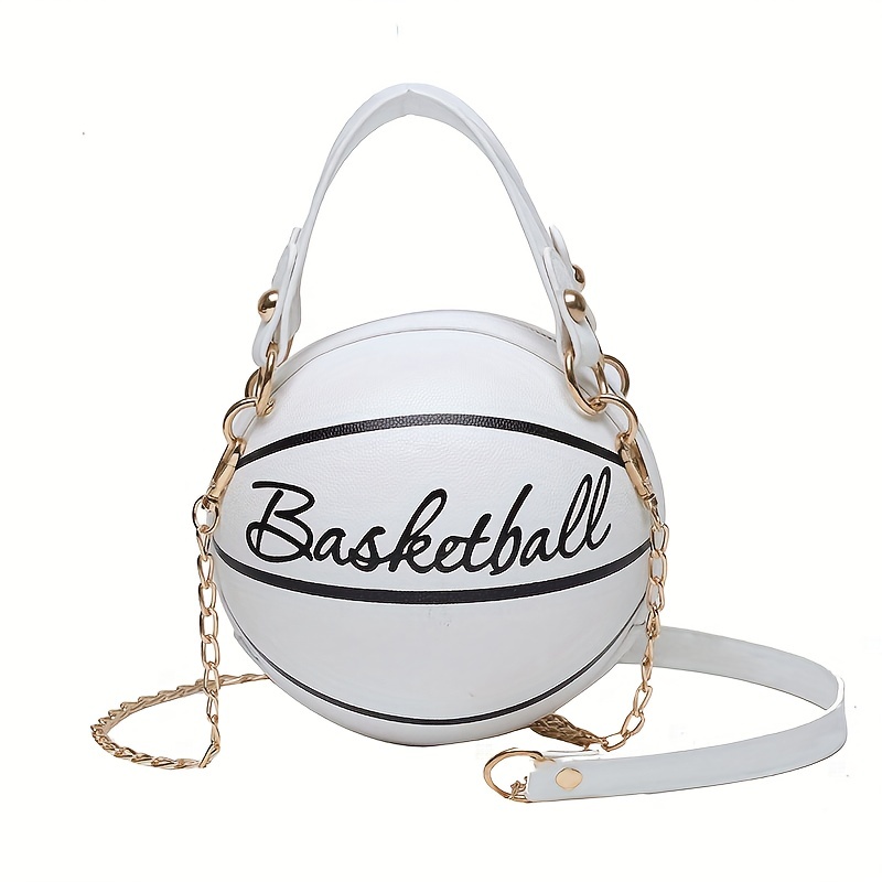 Chain Strap Mini Basketball Crossbody Bag - Brown