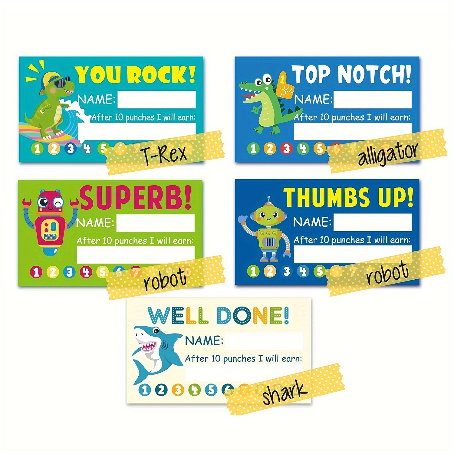 5 Styles Of Reward Redemption Cards, Interactive Game Incentive Cards
