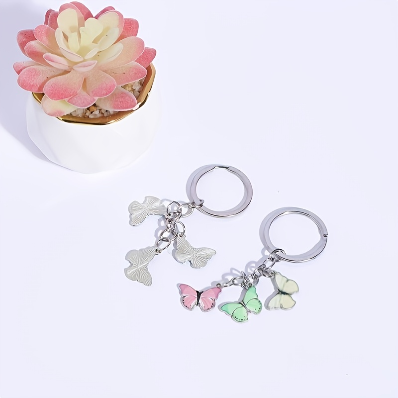 3 Pack Handbag Charms Flower Keychains for Women Enameled Keychain