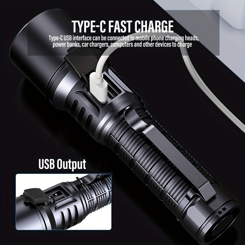 Infinite Dimming Led Flashlight Aluminum Alloy Usb - Temu