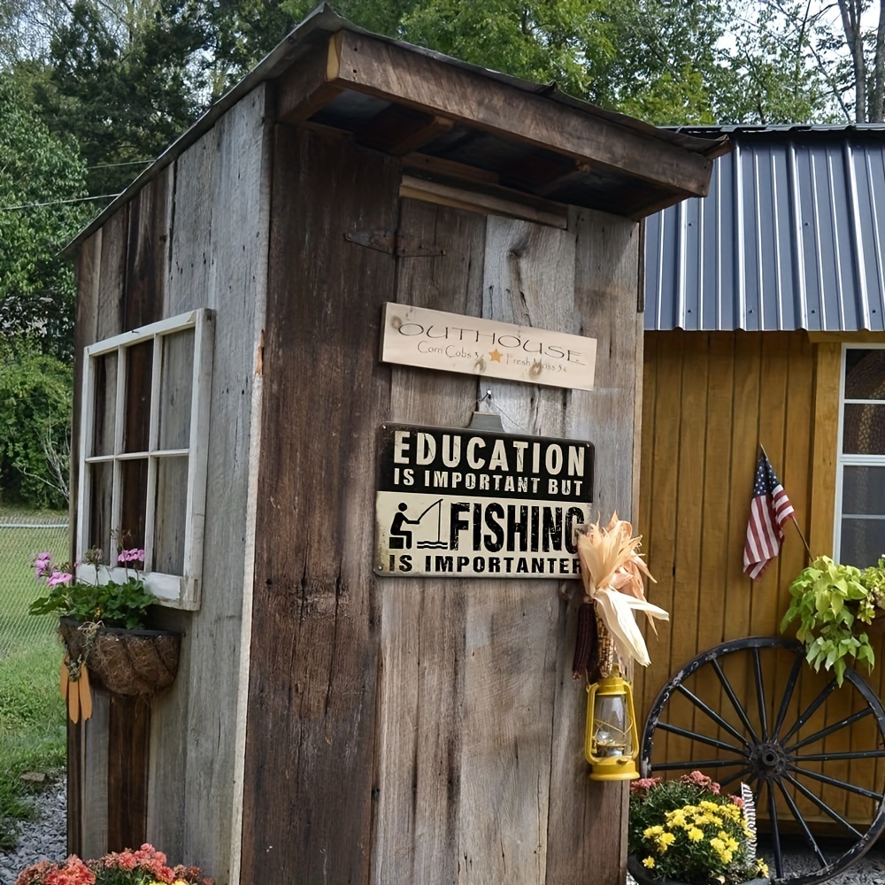 1pc Fishing Decor Fishing Signs Lake House Decor Metal Sign Education Is  Important But Fishing Is Importanter Cabin Decor Man Cave Decor Tin Sign,  7.8