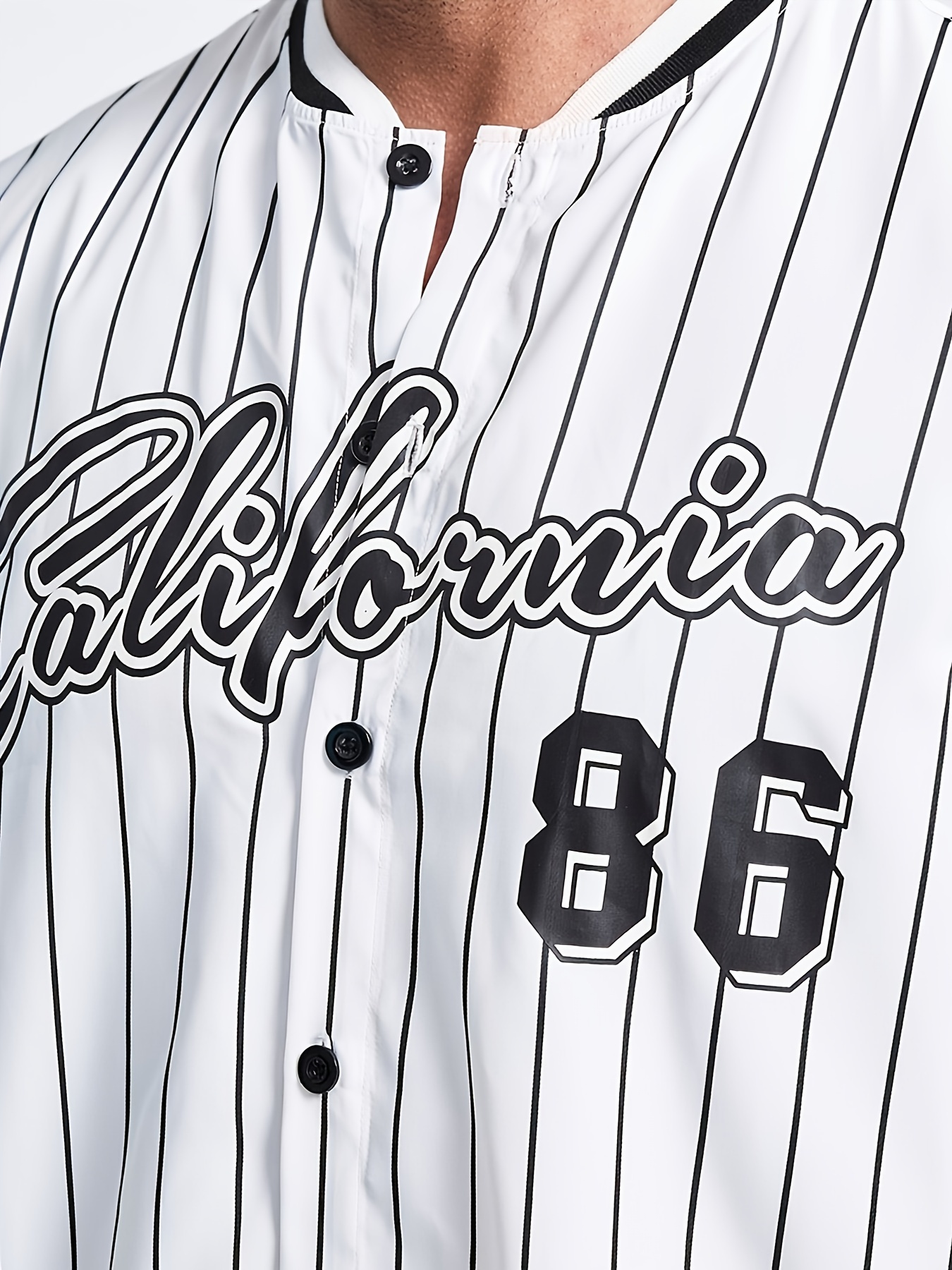 Plus Size Men's Striped Short Sleeve Band Collar Jersey For Baseball,  california Graphic Print Baseball Shirt For Big & Tall Males, Men's  Clothing - Temu