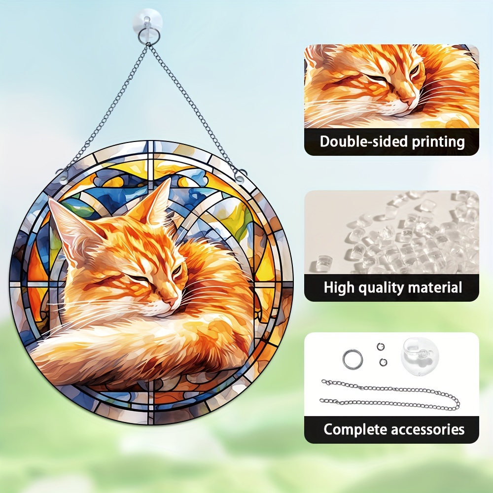 1pc Signo Gato visor Solar Colgante Ventana Acrílica - Temu Chile, VITRAUX