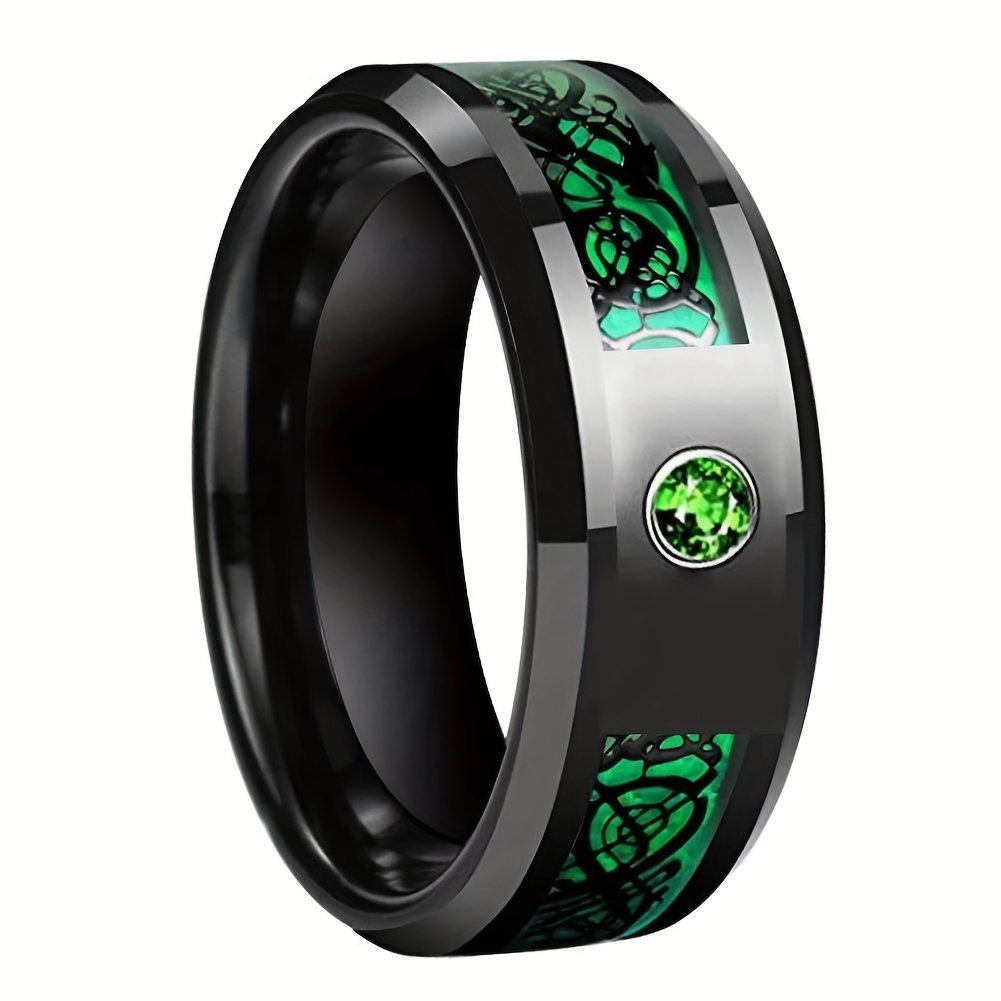Men's Two Tone Zircon Dragon Pattern Ring