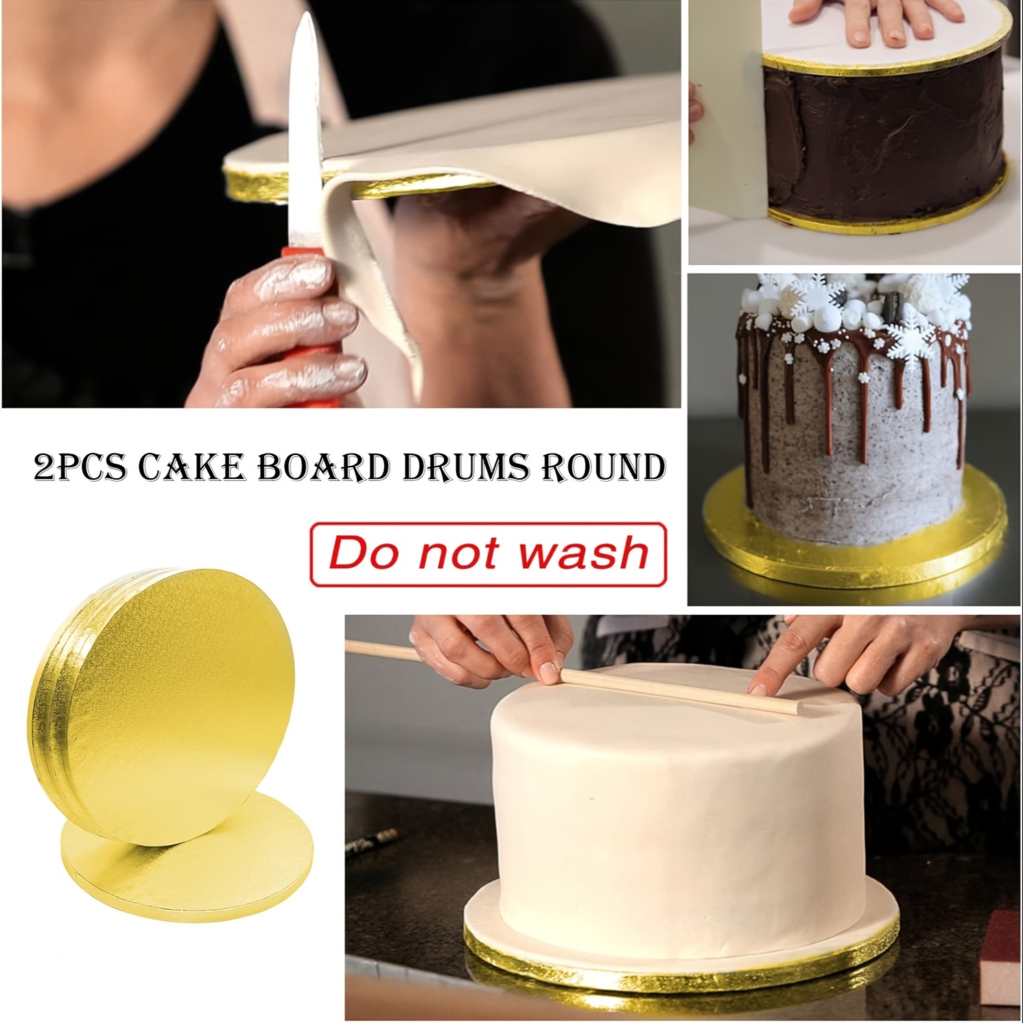 

2pcs Cake Drums Round 10/12 Inch Cake Boards With 1/2-inch Thick Smooth Edges For Multi Tiered Birthday Wedding Party Cakes Drum Board Baking Supplies Halloween Christmas Party Favors