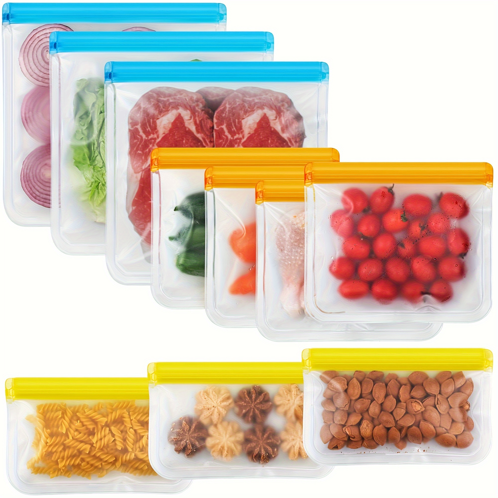 Stand-Up Reusable Gallon Freezer Bags (1 Gallon, Set of 4) - Leakproof  Ziplock Reusable Storage Bags for Sandwich, Snack, Meat, Vegetables, Fruit  etc.