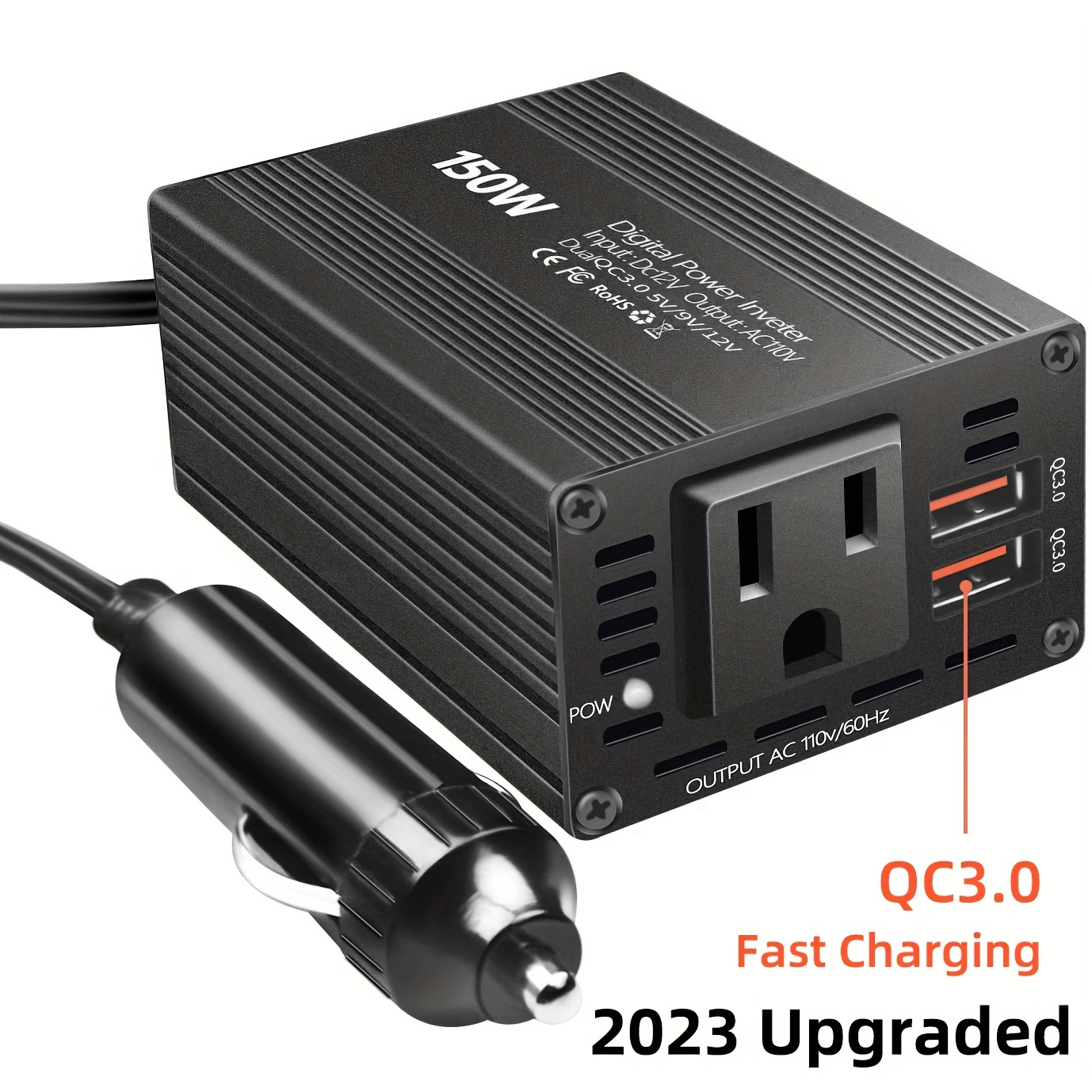 150w Car Power Inverter 12v 110v Ac Car Outlet Adapter 2 Qc3 0 Fast Charge Car  Power Adapter 2023 Upgraded, Free Shipping, Free Returns