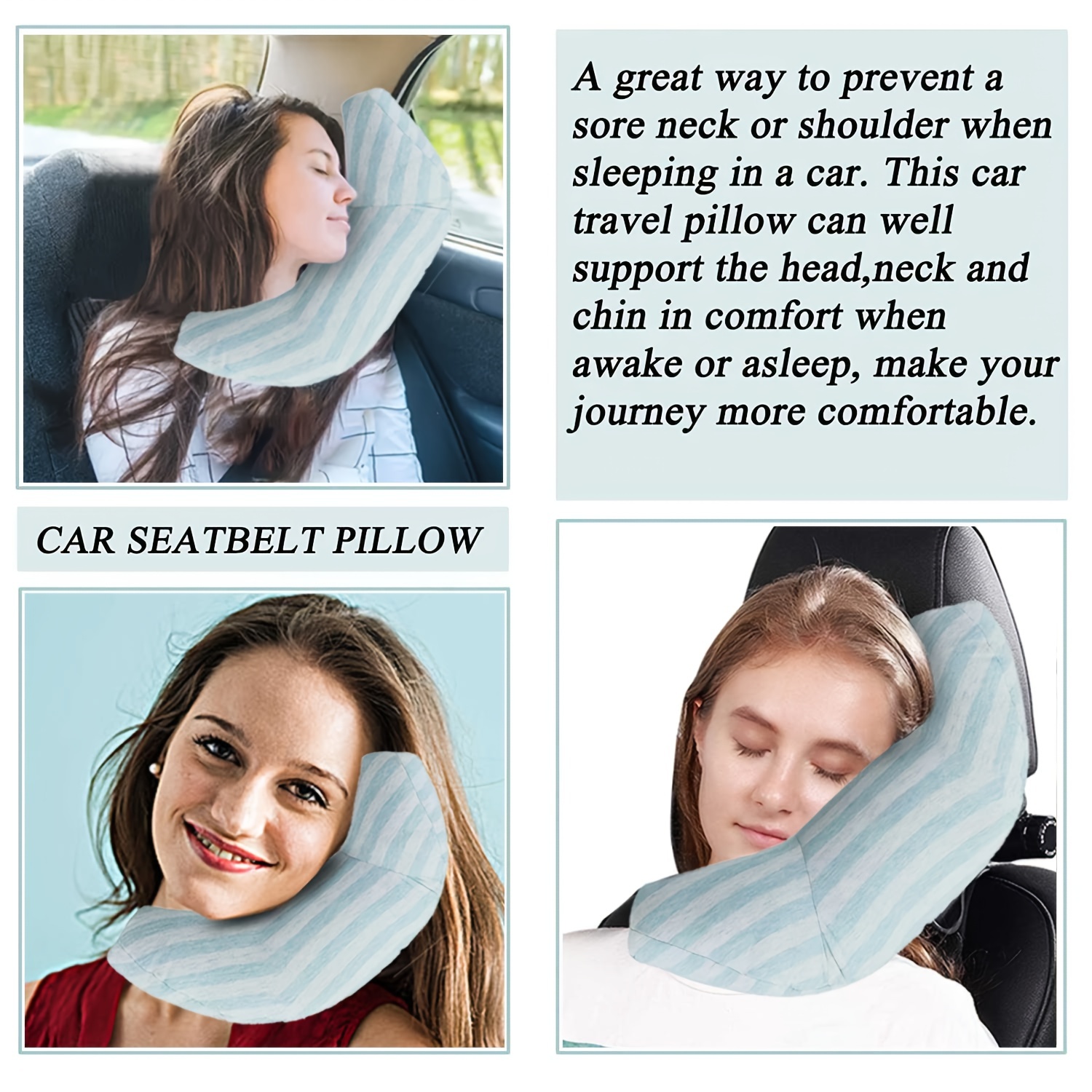 Comfortable Car Headrest Travel Pillow- Shoulder and Head Support Cushion