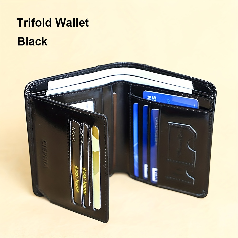Men's Genuine Leather Wallet, Rfid Anti-theft Slim Short Wallet