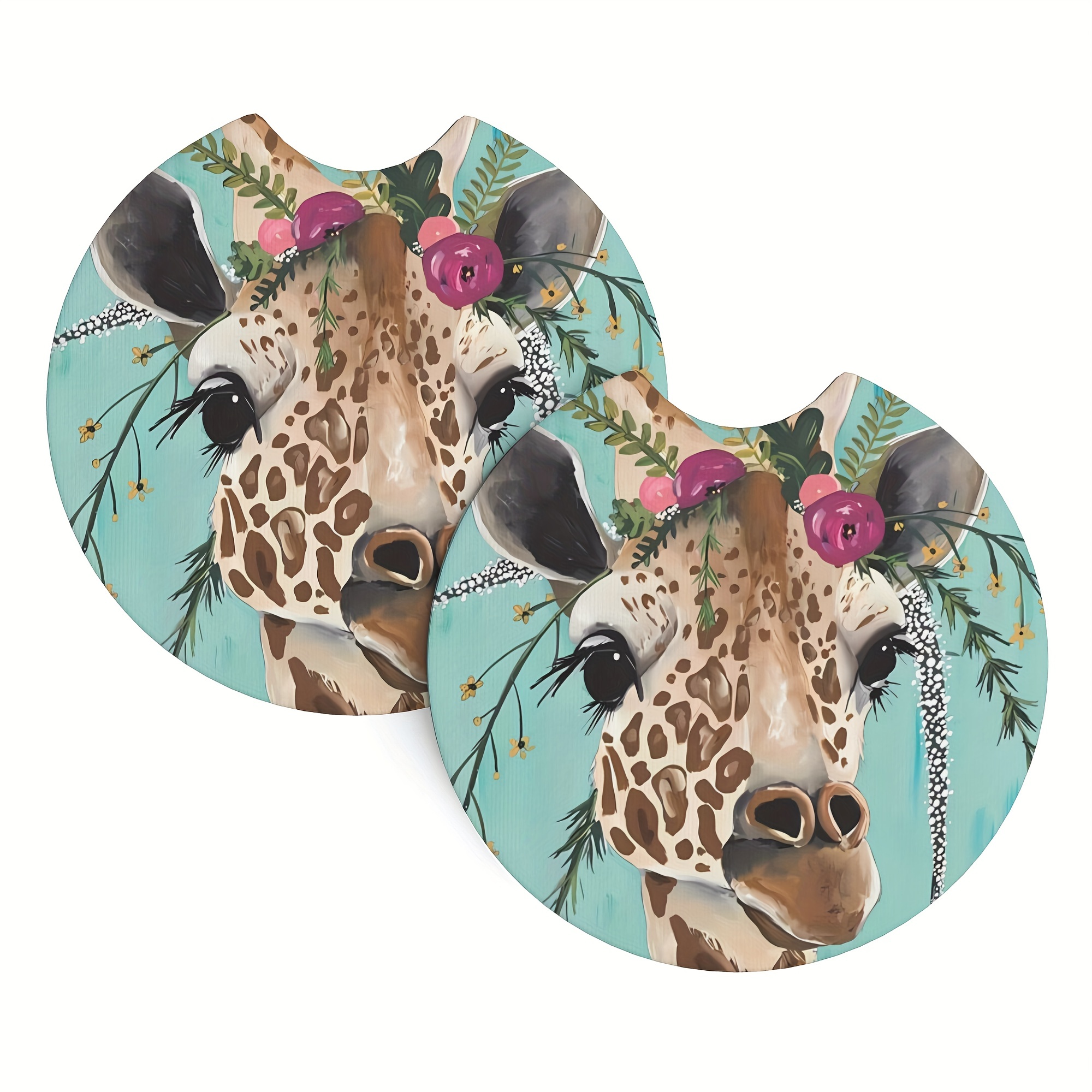 Giraffe Pattern Cup Coasters For Car Suv Trucks Holders Coasters