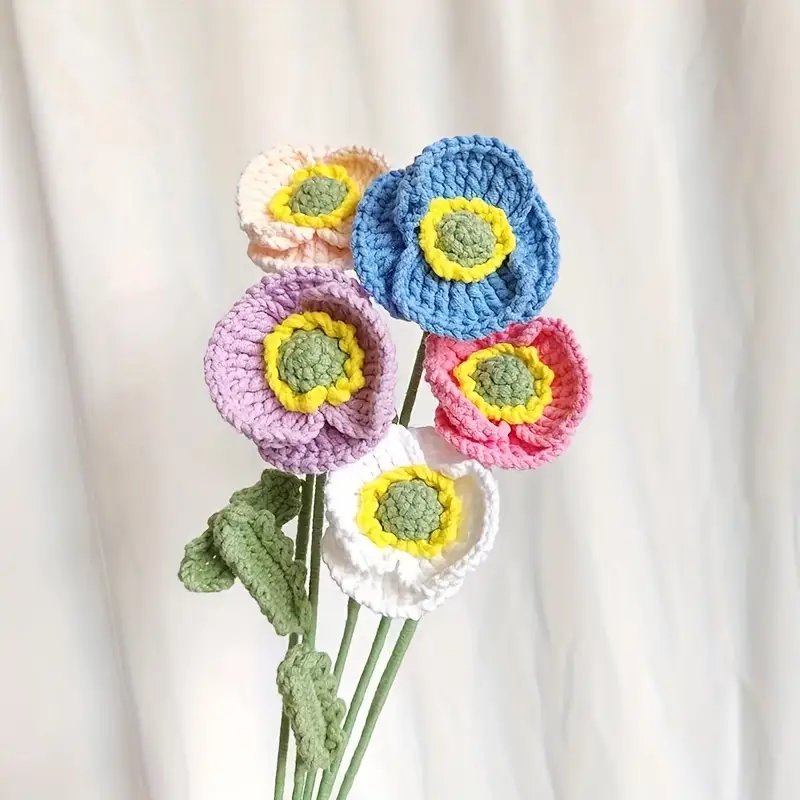 1pc, Reine Handgemachte Wolle Stricken Häkeln Simulation Blume