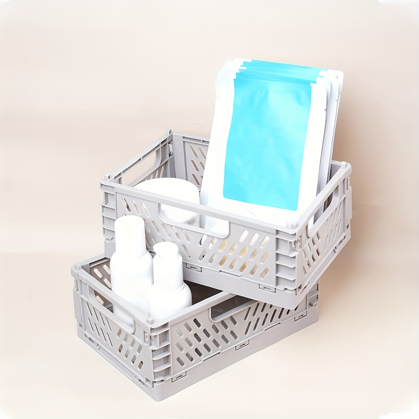 1pc Plastic Storage Basket, Bathroom Cosmetic & Skin Care Products