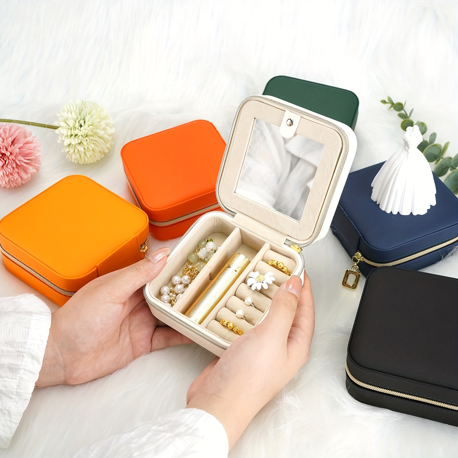 1pc Portable Travel Earring Organizer Box, Mini Ring Storage Case, Necklace  Holder