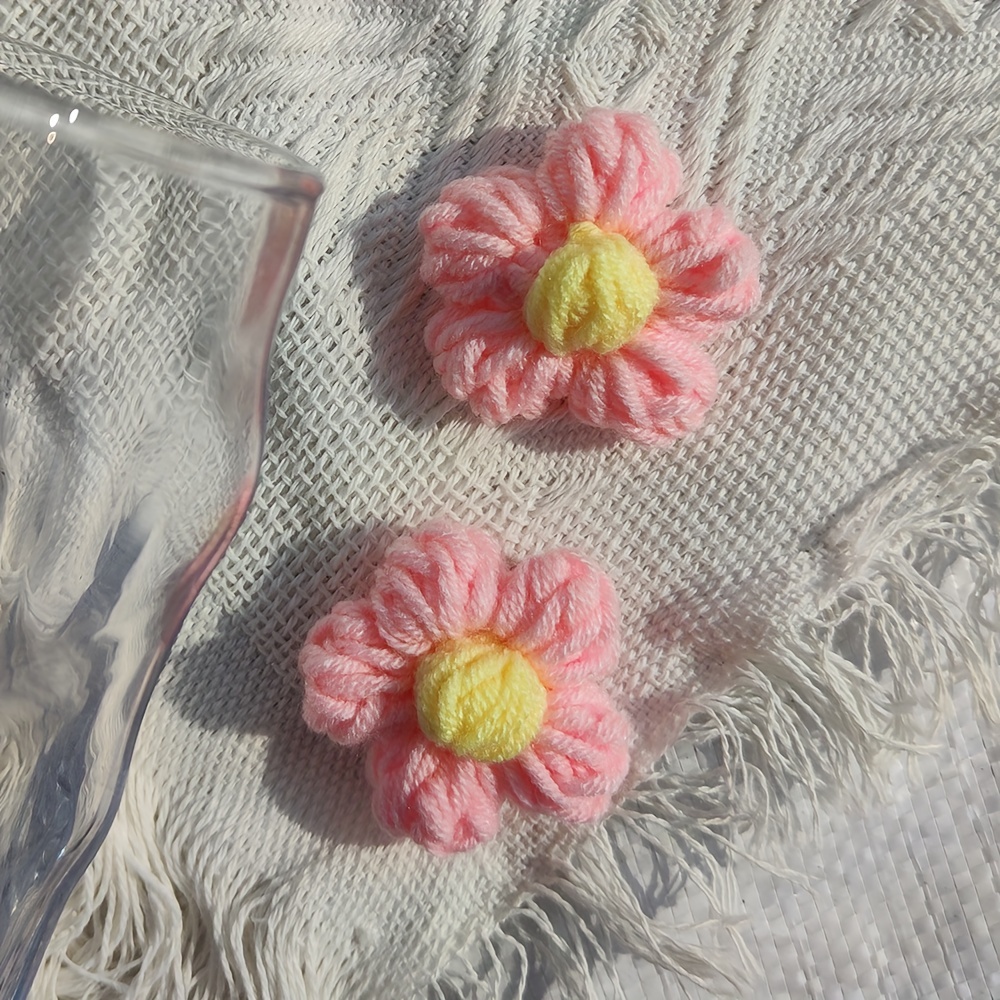 Crochet De Fleur Tressé En Laine Colorée, Patchs Pour Vêtements
