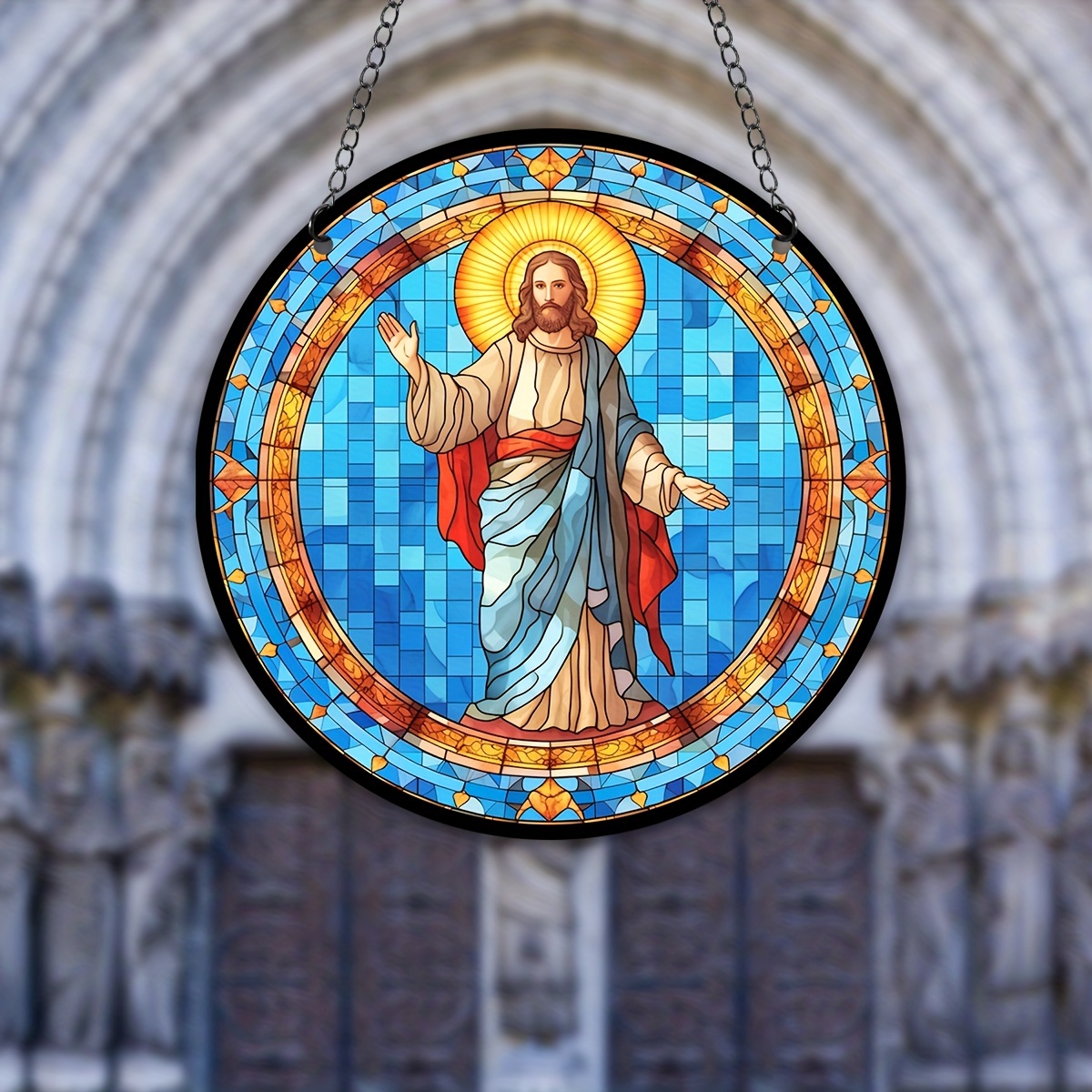 Stained Window Hanging Christian Suncatcher Holy - Temu