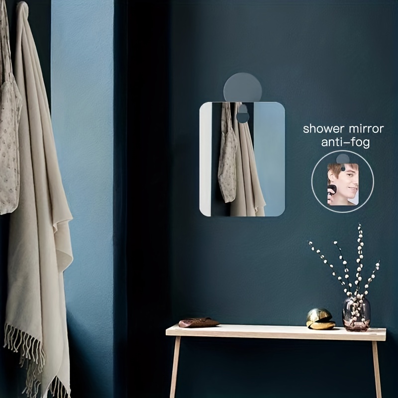 Shower Mirror Fogless For Shaving Wall Hanging Bathroom Mirror Square  Portable Anti Fog Glass Mirror With Shaver Holder, Bathroom Organizer For  Home Travel - Temu