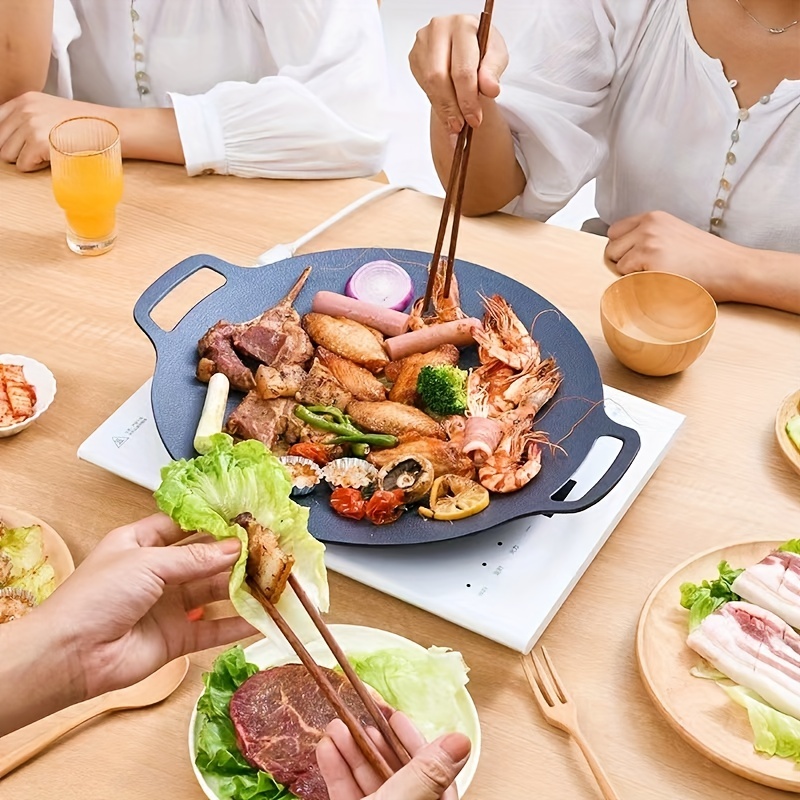 Korean Bbq Grill Pan Non Stick Grill Pan With Anti Scalding - Temu