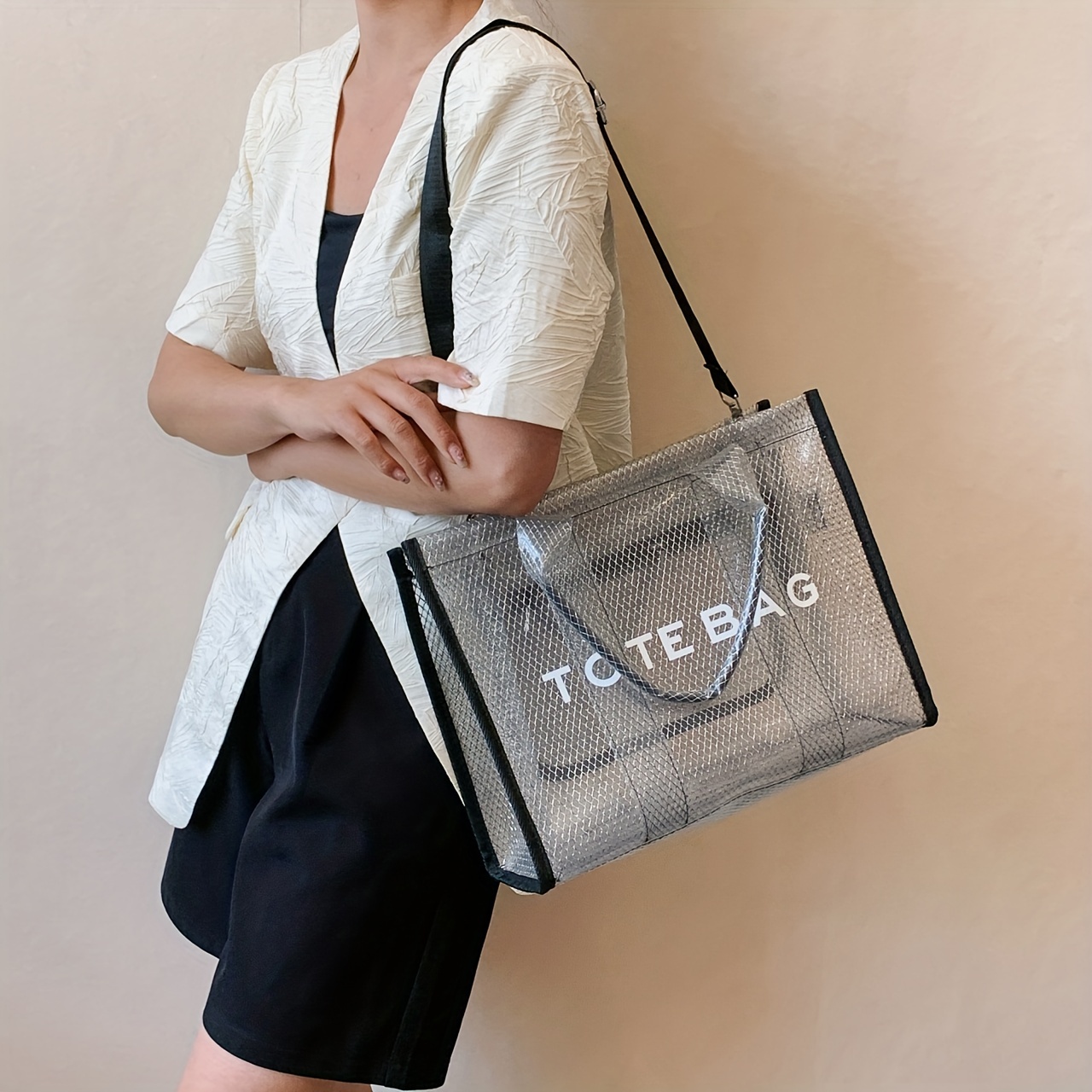 Womens Fashion Transparent Bag Clear Handbag PVC Tote Shoulder Bags