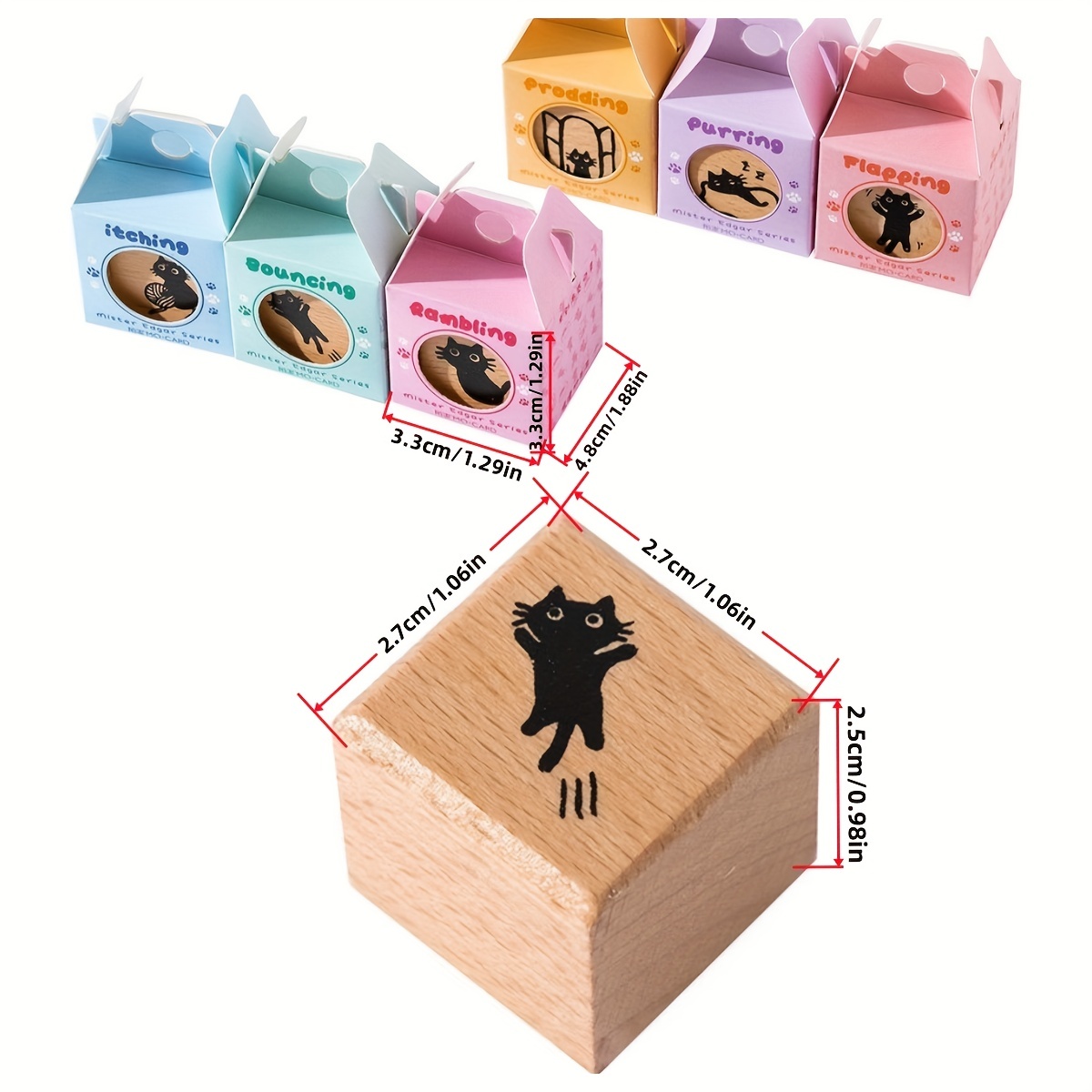 Childlike Cartoon Cute Cat Wooden Rubber Stamp - Decorative Wood Stamp